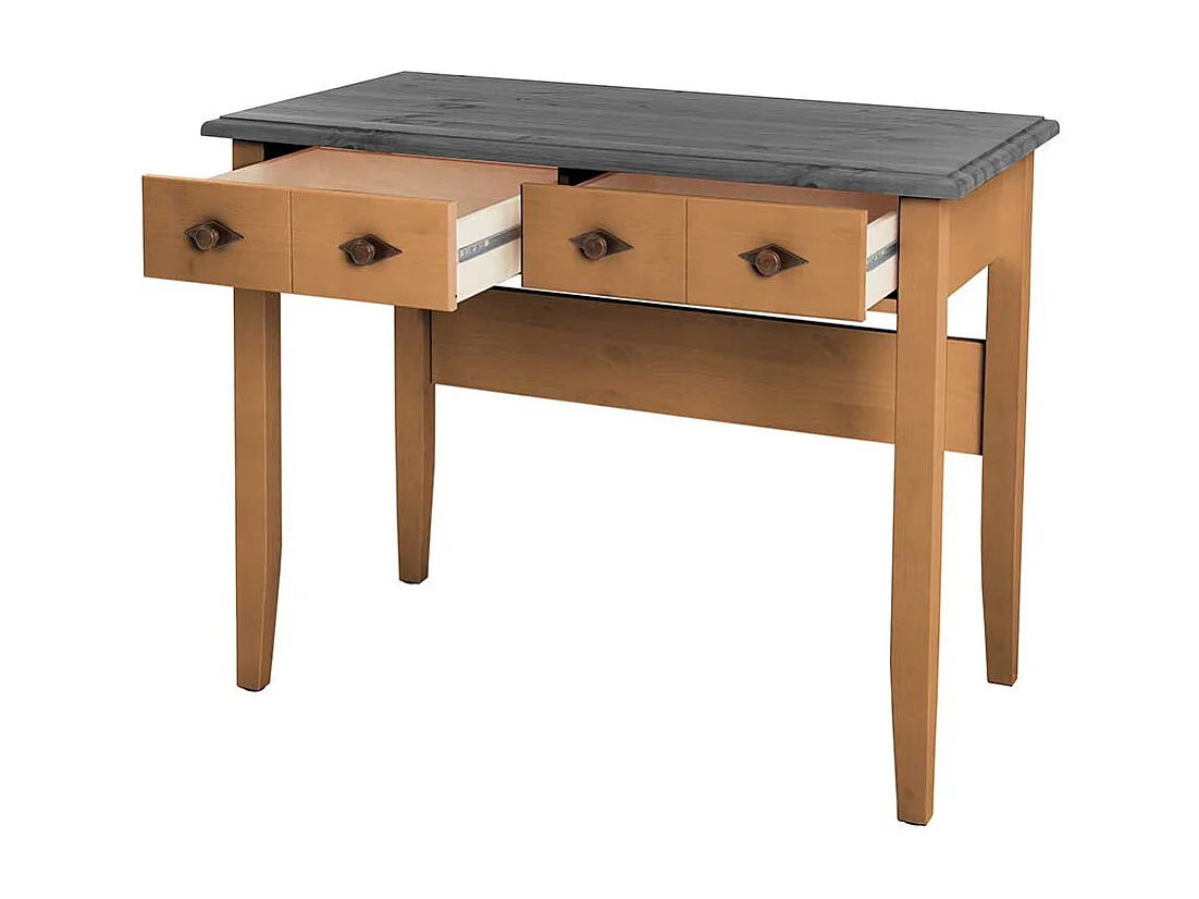 Konsolentisch oder Schreibtisch in Grau und Kiefer Laugenfarben Landhausstil