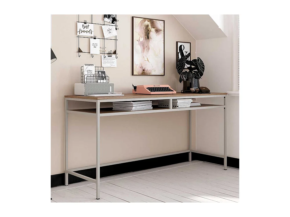 Bürotisch modern in Walnussfarben und Taupe 153 cm breit