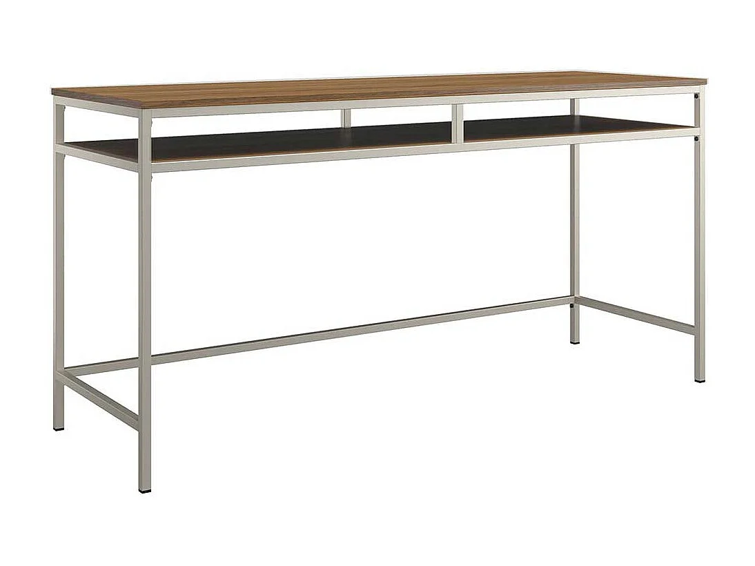 Bürotisch modern in Walnussfarben und Taupe 153 cm breit