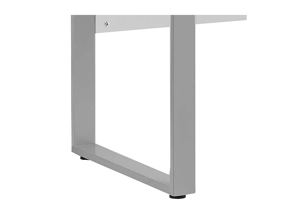 Bürotisch in Weiß & Silberfarben große Knieraumblende