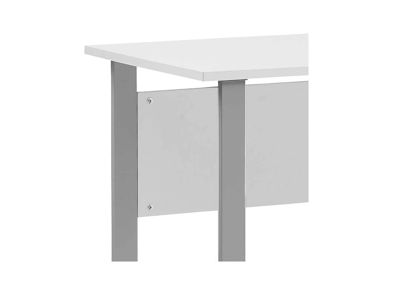 Bürotisch in Weiß & Silberfarben große Knieraumblende