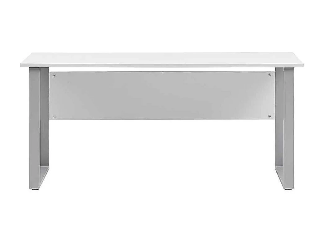 Bürotisch in Weiß & Silberfarben große Knieraumblende