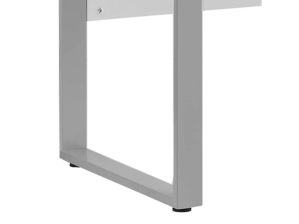 Bürotisch in Weiß & Silberfarben große Knieraumblende