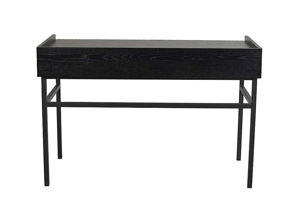 Schwarzer Designschreibtisch mit zwei Schubladen Vierfußgestell aus Metall