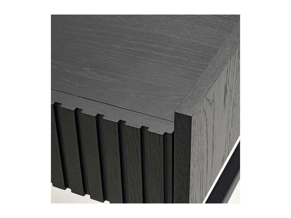 Schwarzer Designschreibtisch mit zwei Schubladen Vierfußgestell aus Metall