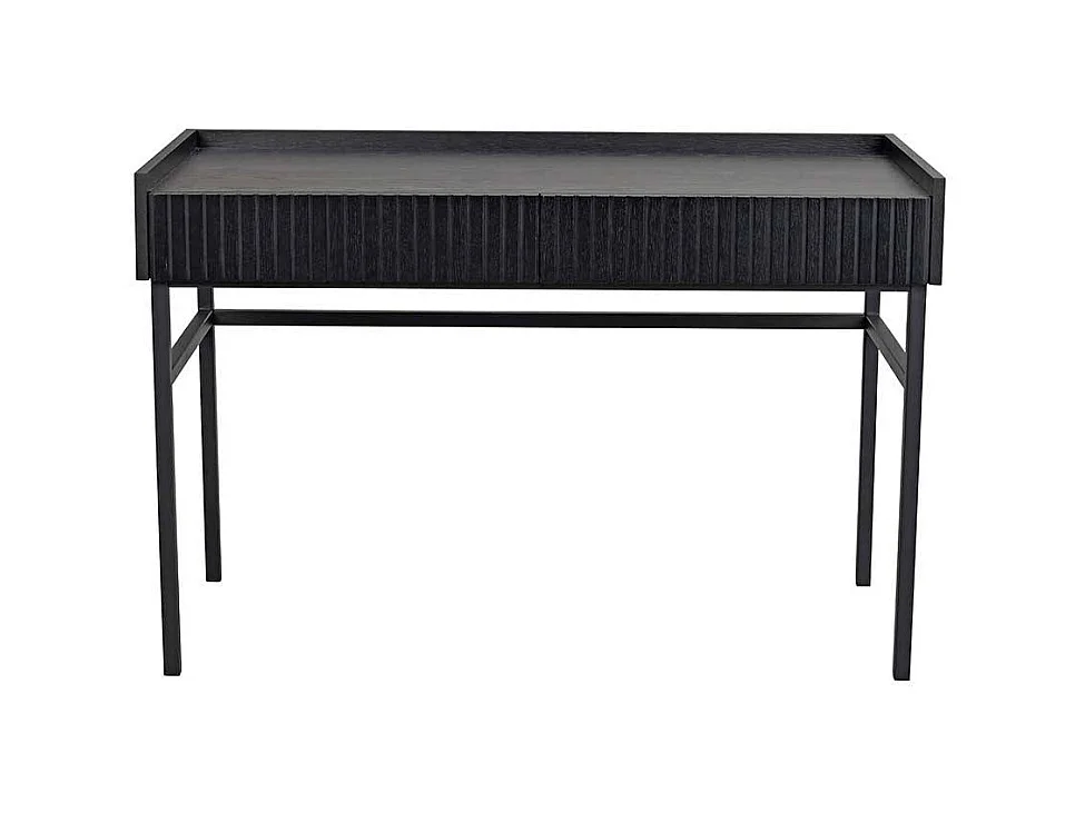 Schwarzer Designschreibtisch mit zwei Schubladen Vierfu�gestell aus Metall