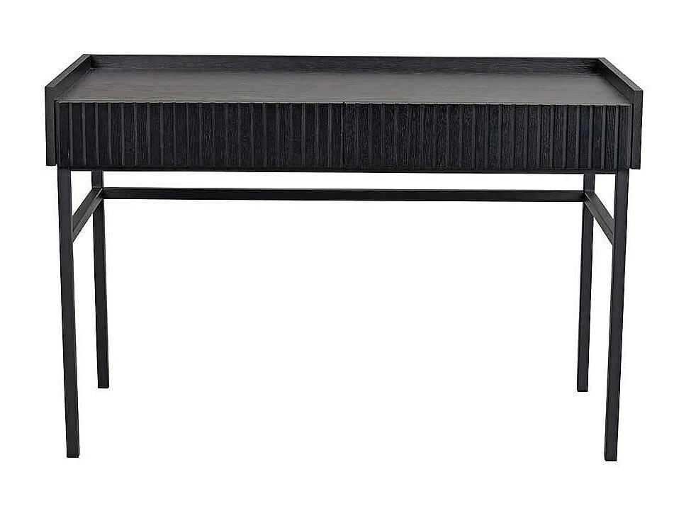 Schwarzer Designschreibtisch mit zwei Schubladen Vierfußgestell aus Metall