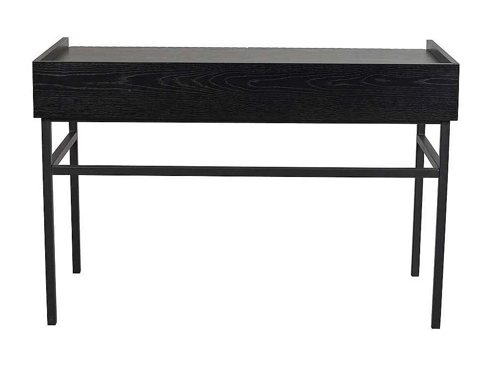 Schwarzer Designschreibtisch mit zwei Schubladen Vierfußgestell aus Metall