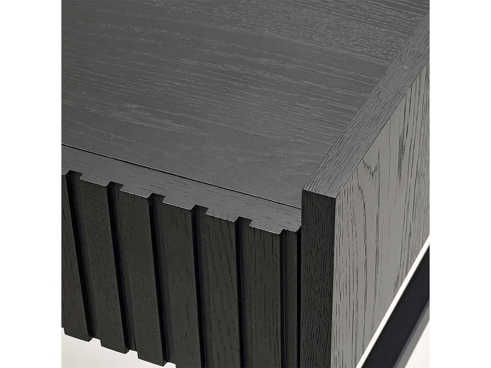 Schwarzer Designschreibtisch mit zwei Schubladen Vierfußgestell aus Metall