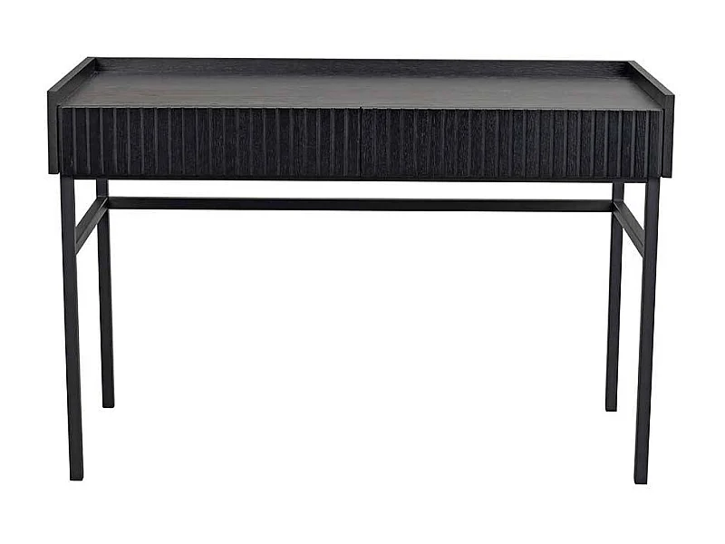 Schwarzer Designschreibtisch mit zwei Schubladen Vierfußgestell aus Metall