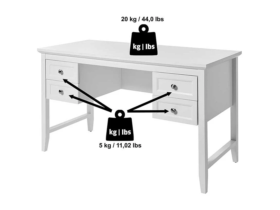 Schreibtisch Bürotisch mit vier Schubladen im Landhausstil