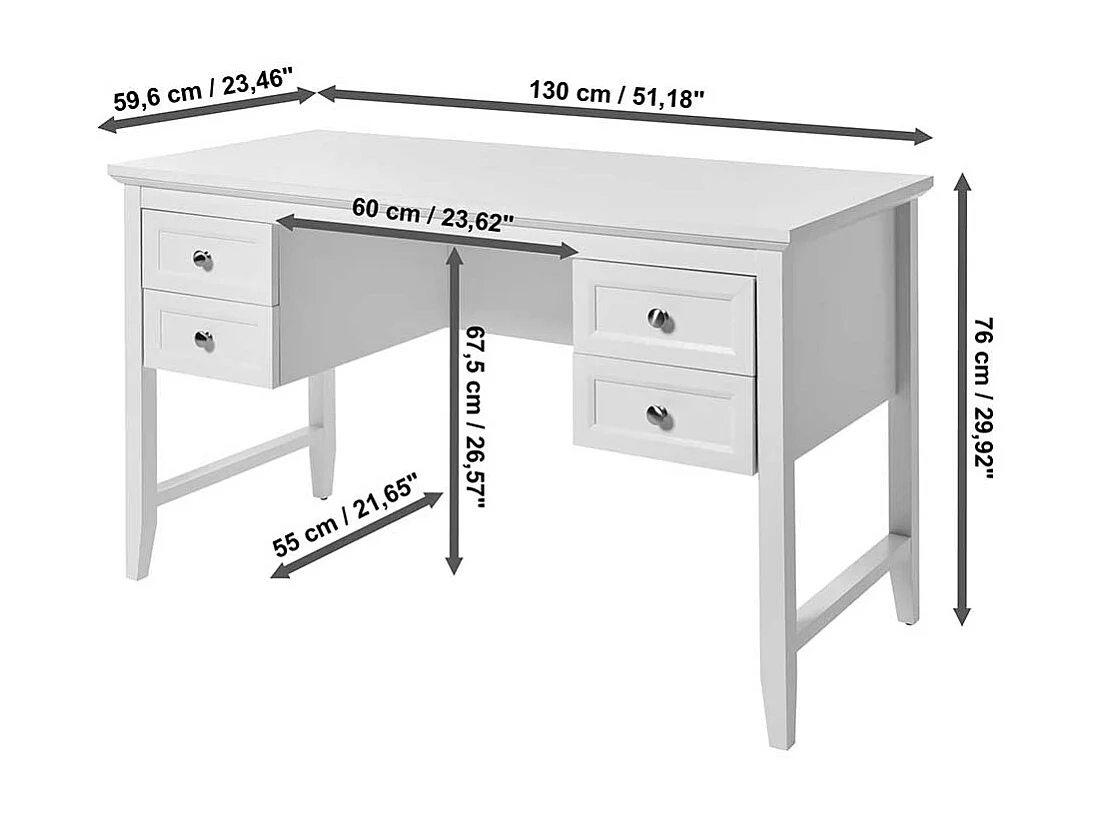 Schreibtisch Bürotisch mit vier Schubladen im Landhausstil
