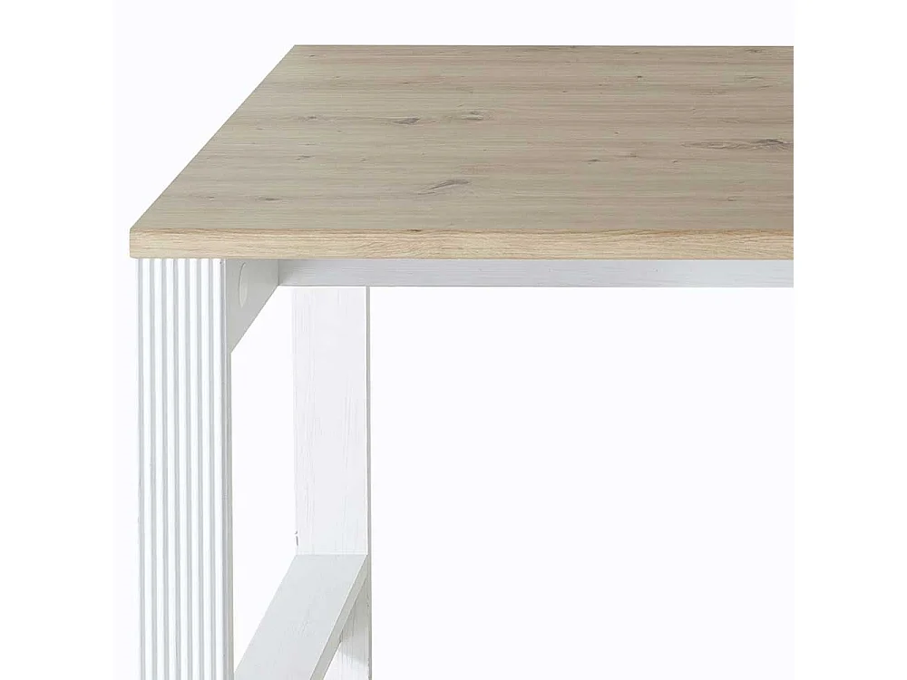 Landhaus Bürotisch mit Rollcontainer Eichefarben & Weiß (zweiteilig)