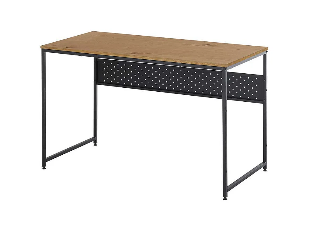 Büroschreibtisch in Wildeichefarben und Schwarz Rollcontainer (zweiteilig)