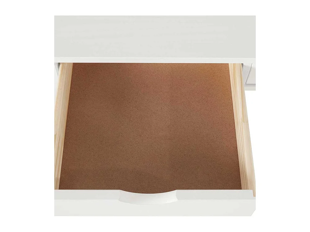 Schreibtisch aus Kiefer Massivholz Weiß lackiert zwei Schubladen