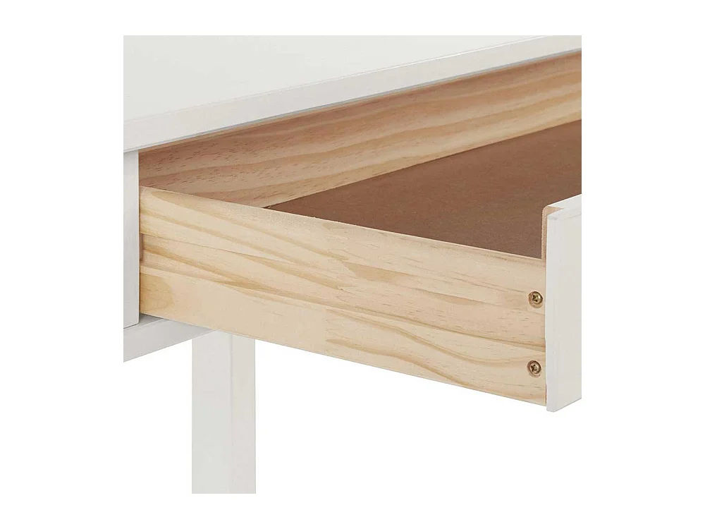 Schreibtisch aus Kiefer Massivholz Weiß lackiert zwei Schubladen