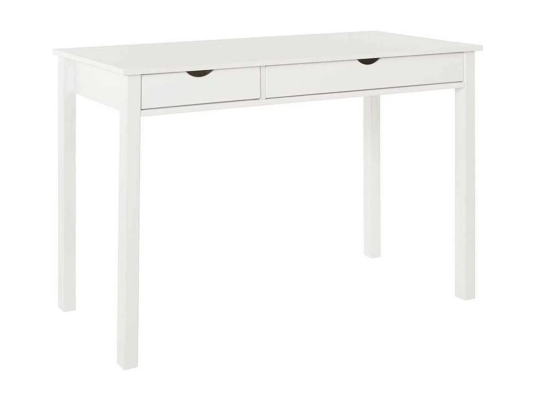 Schreibtisch aus Kiefer Massivholz Weiß lackiert zwei Schubladen