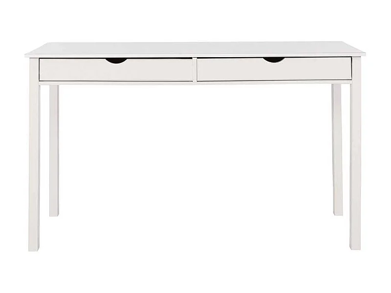 Schreibtisch aus Kiefer Massivholz Weiß lackiert zwei Schubladen
