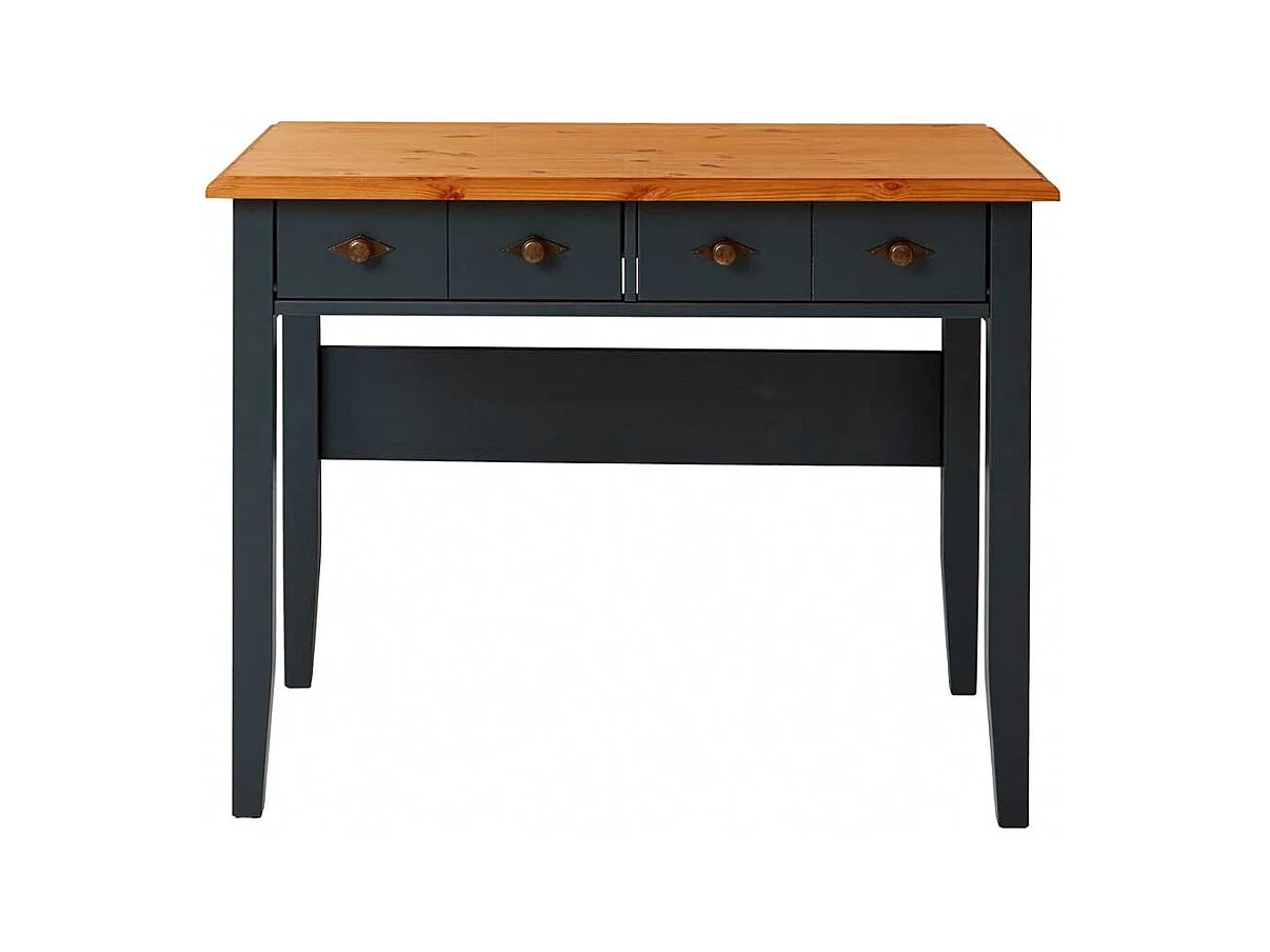 Schminktisch mit Schubladen im Landhausstil Kieferfarben und Schwarz