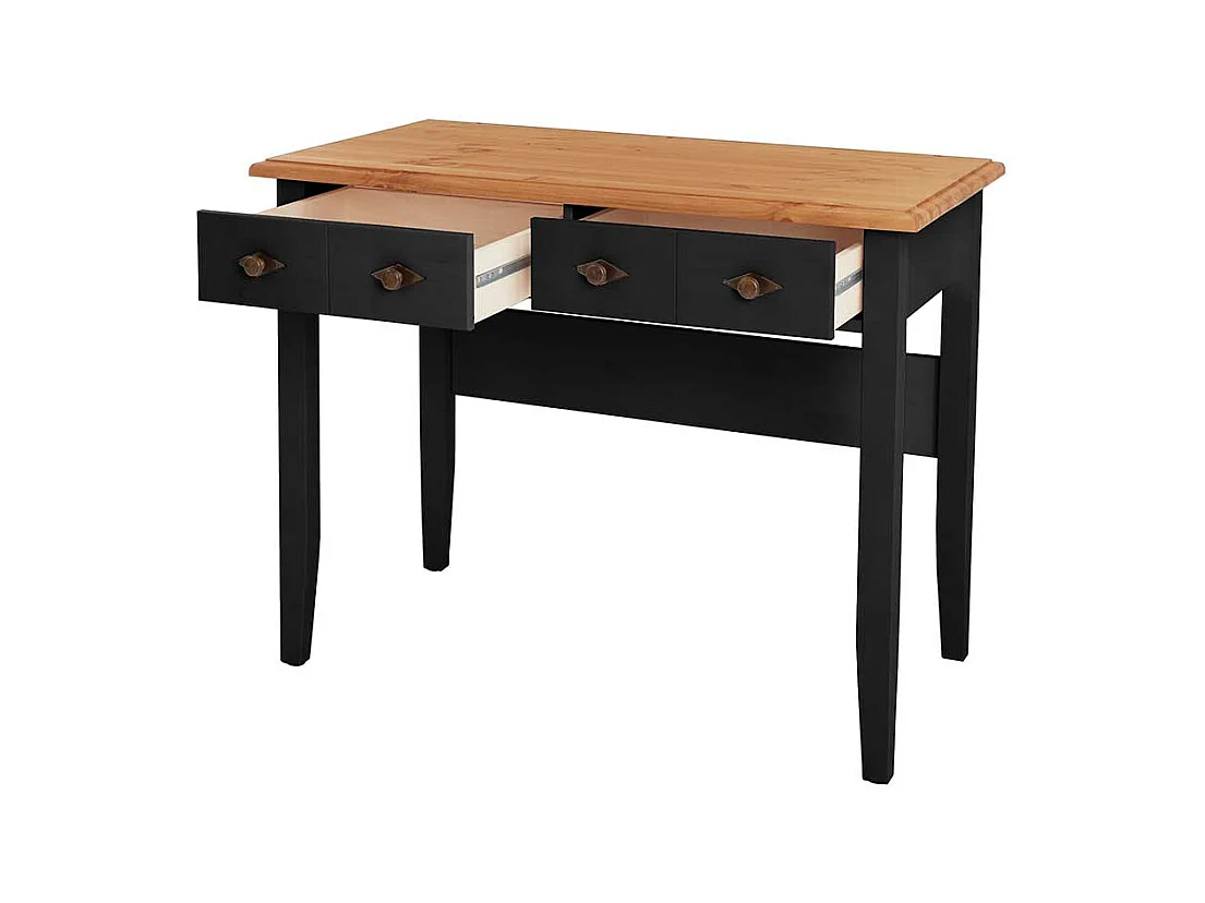 Schminktisch mit Schubladen im Landhausstil Kieferfarben und Schwarz