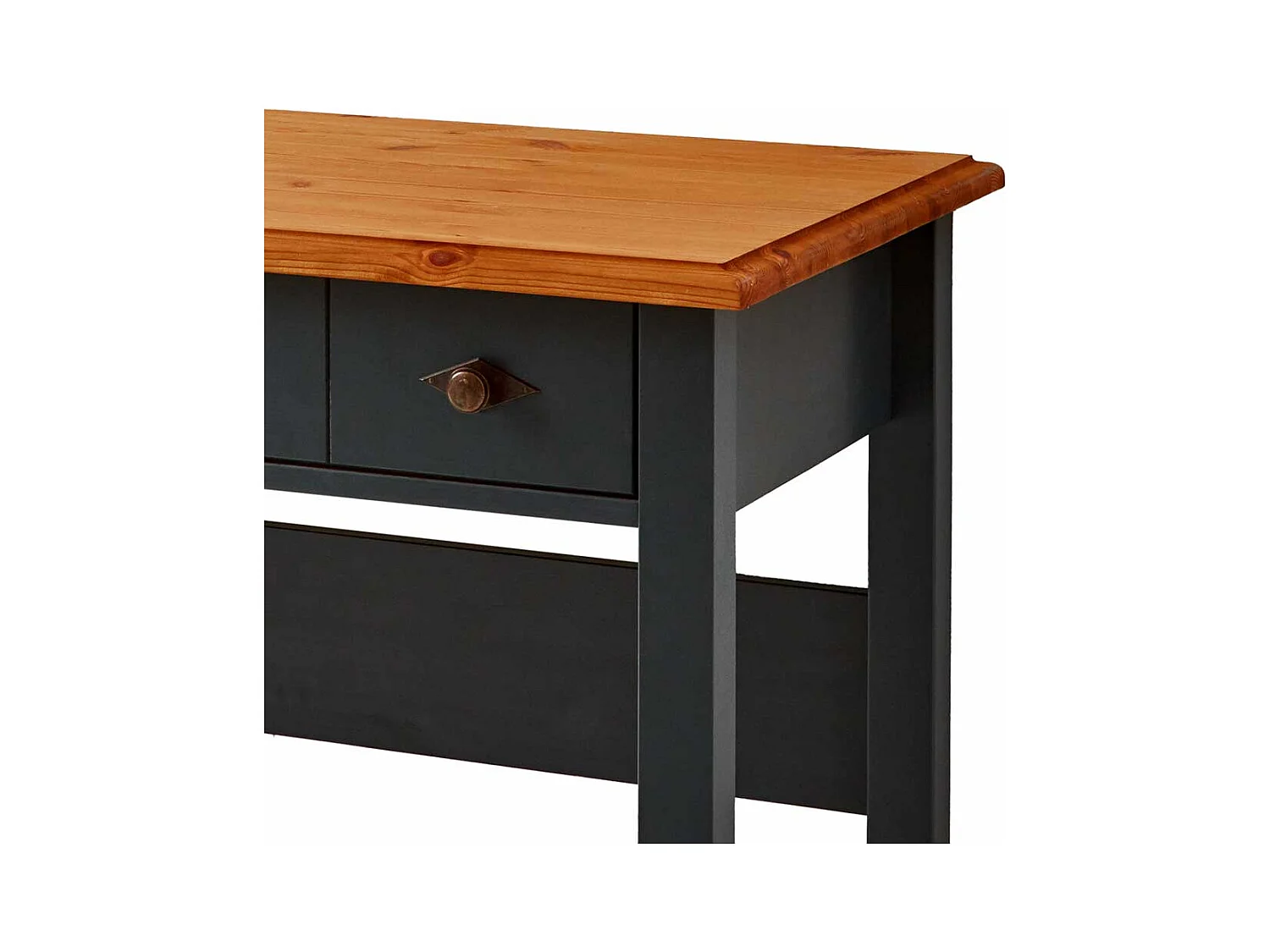 Schminktisch mit Schubladen im Landhausstil Kieferfarben und Schwarz