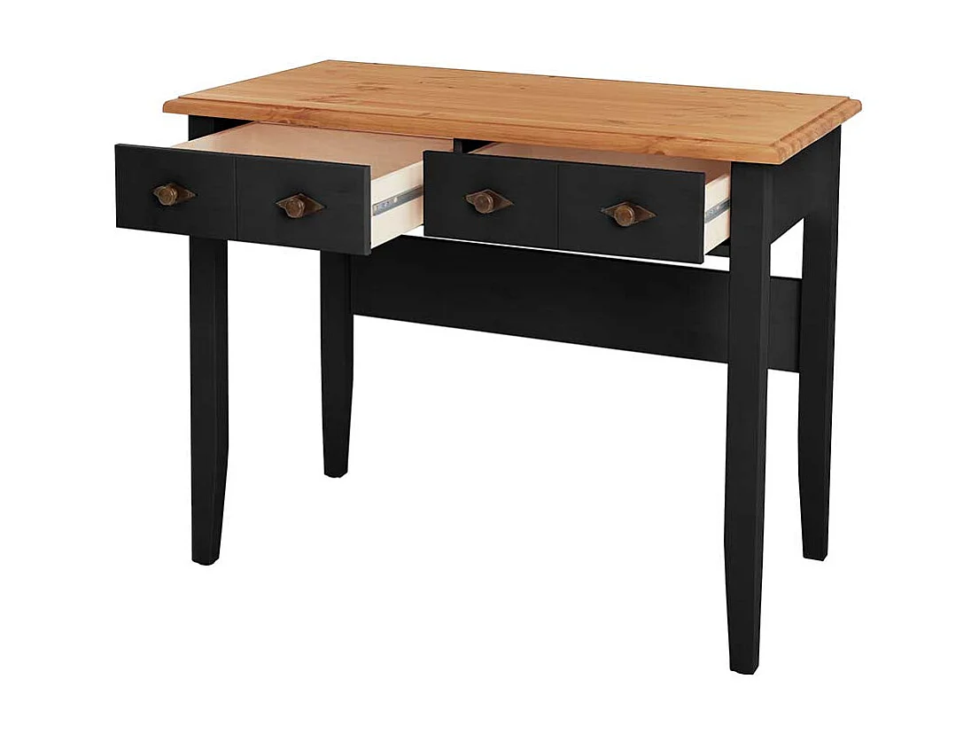 Schminktisch mit Schubladen im Landhausstil Kieferfarben und Schwarz
