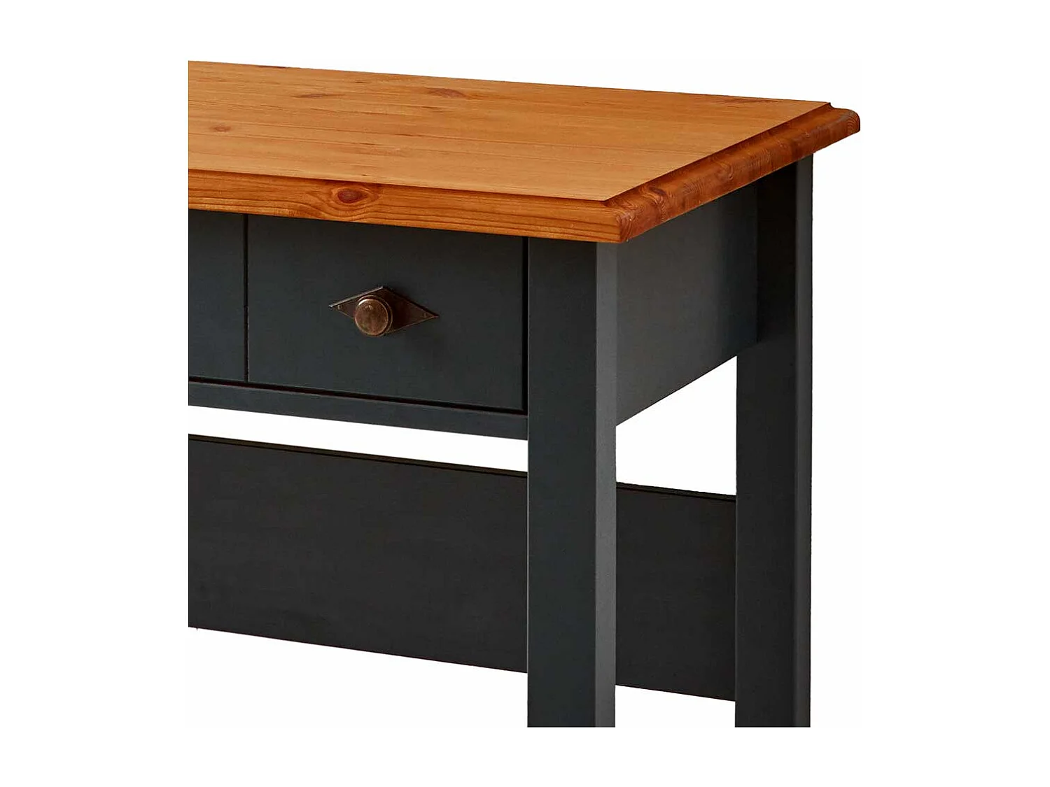 Schminktisch mit Schubladen im Landhausstil Kieferfarben und Schwarz