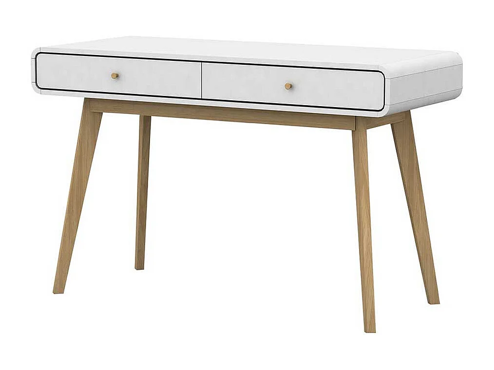 Skandi Design Schreibtisch in Weiß und Holz Naturfarben 120 cm breit