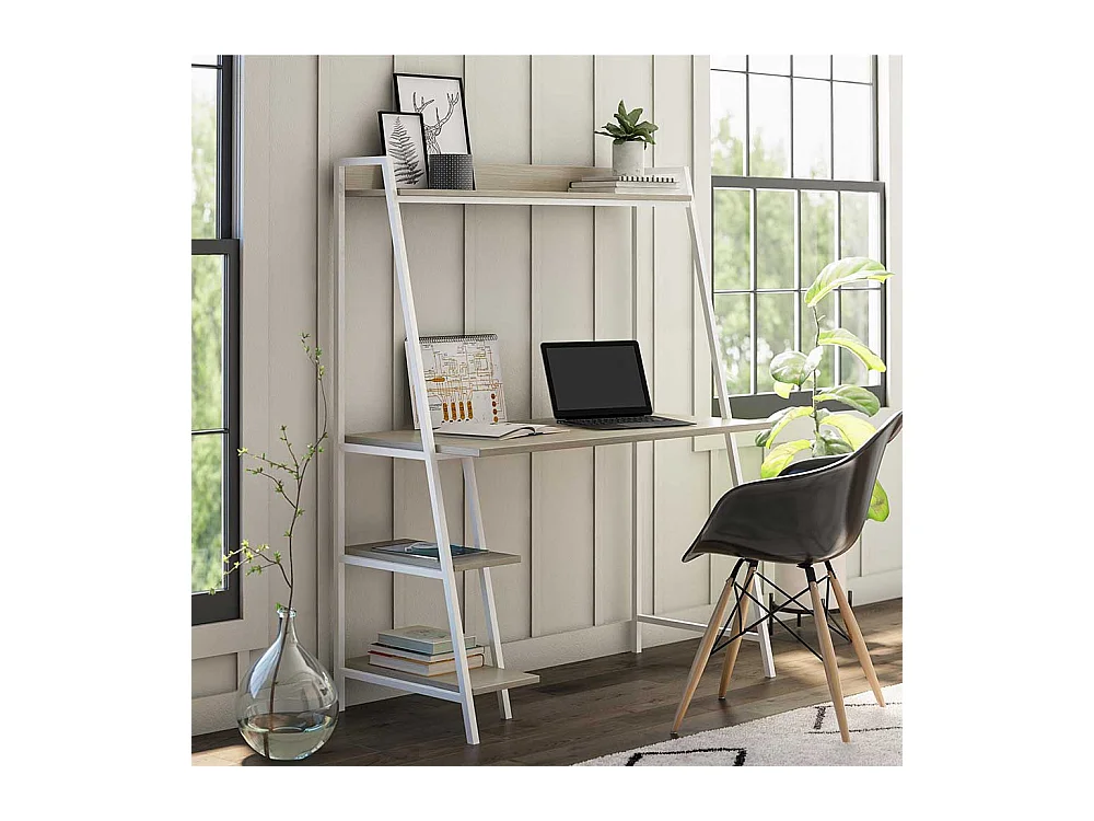 Homeoffice Arbeitsplatz mit Seitenregalen Skandi Design