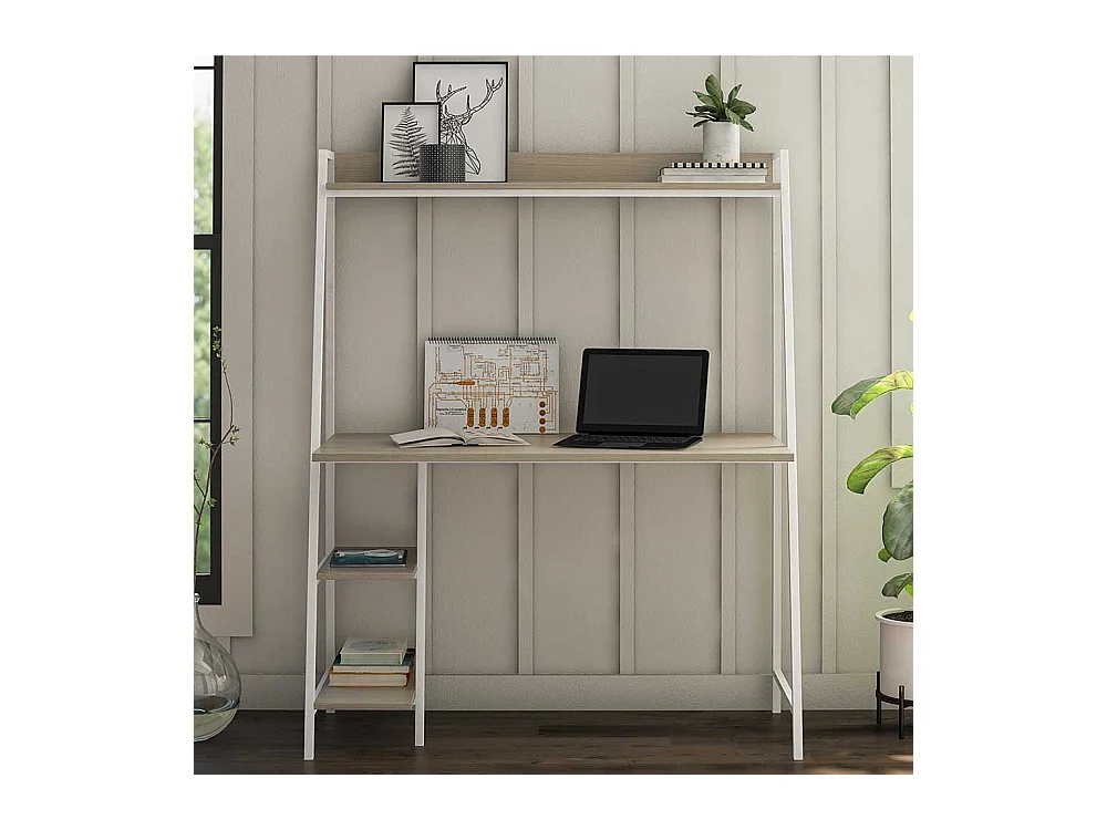 Homeoffice Arbeitsplatz mit Seitenregalen Skandi Design