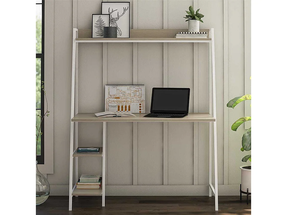 Homeoffice Arbeitsplatz mit Seitenregalen Skandi Design