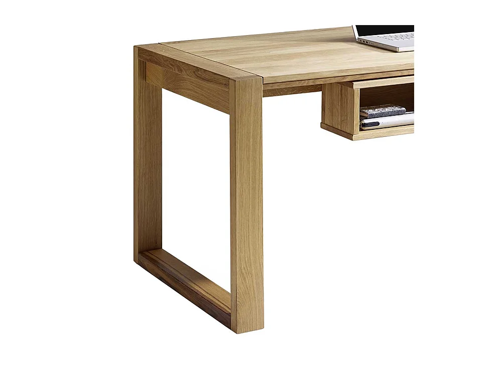 Schreibtisch aus Wildeiche Massivholz offene Fächer