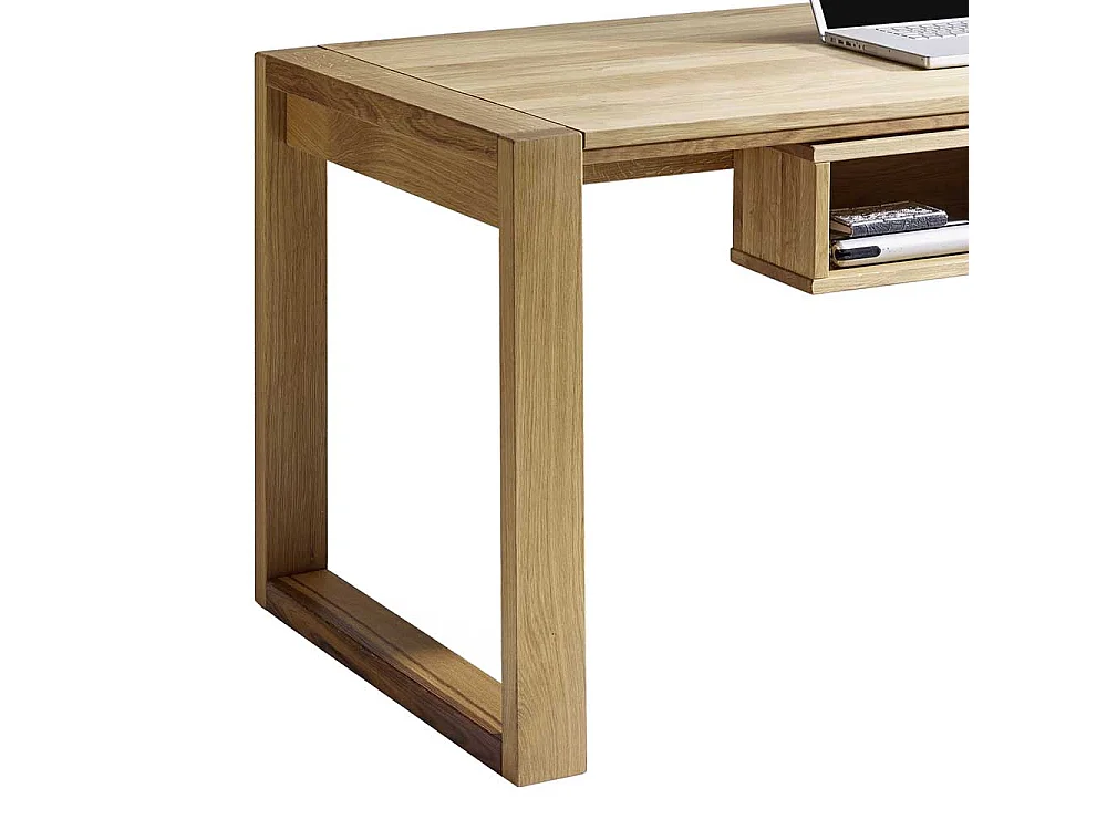 Schreibtisch aus Wildeiche Massivholz offene Fächer