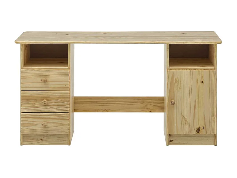 Kiefer Schreibtisch massiv lackiert drei Schubladen