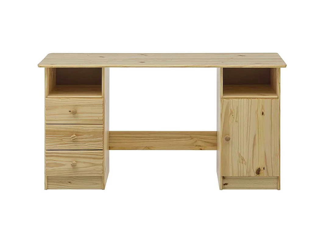 Kiefer Schreibtisch massiv lackiert drei Schubladen