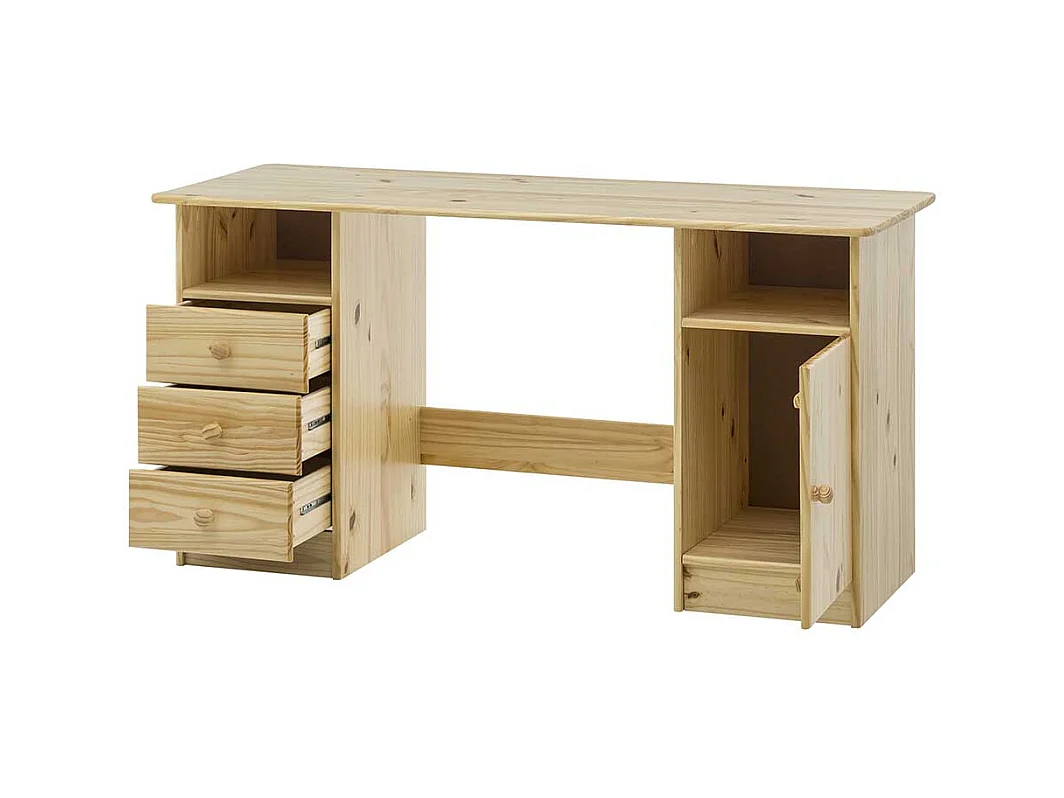 Kiefer Schreibtisch massiv lackiert drei Schubladen