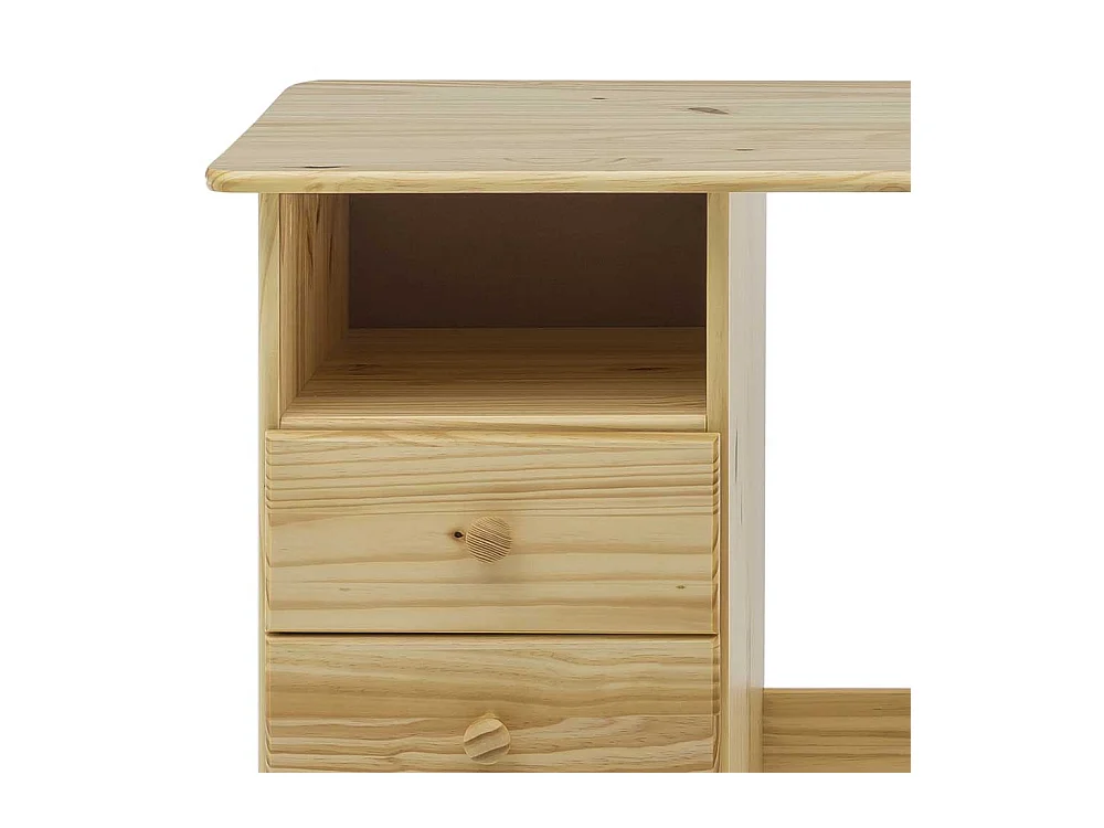 Kiefer Schreibtisch massiv lackiert drei Schubladen