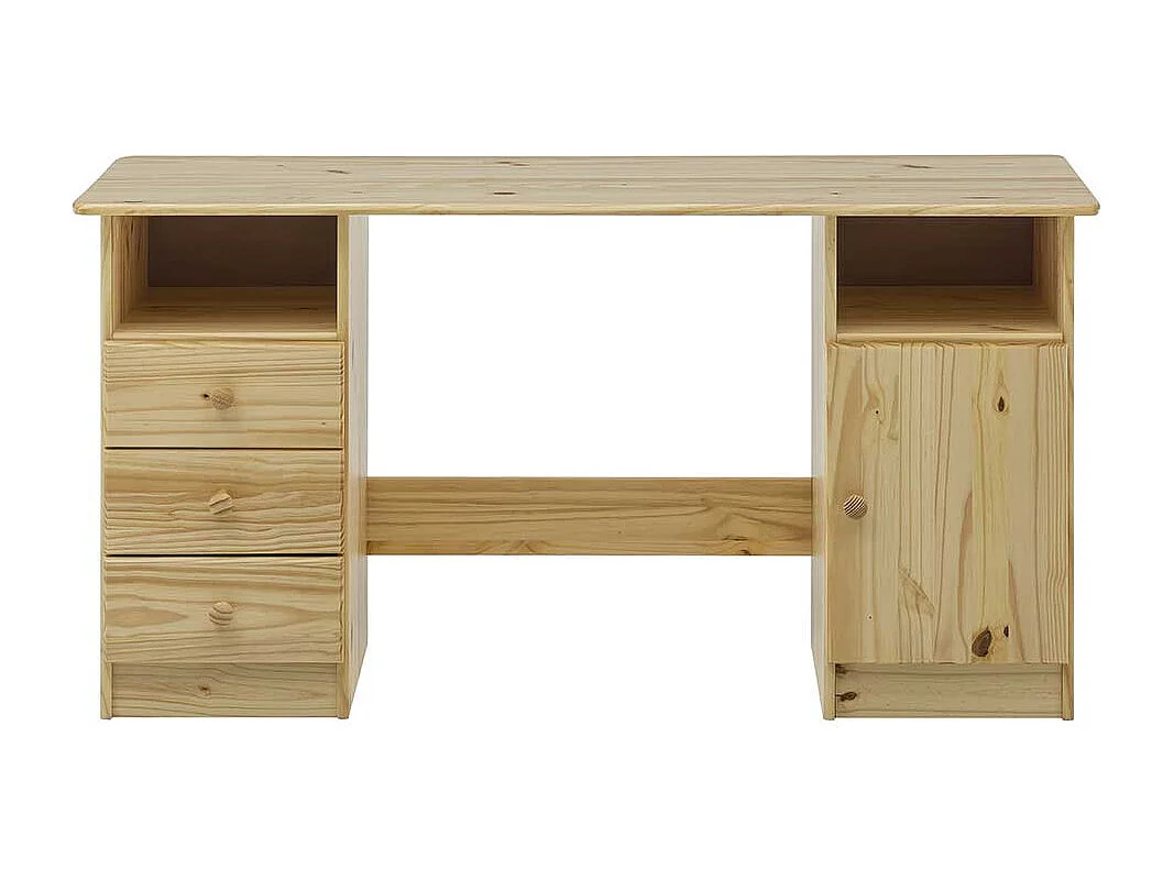 Kiefer Schreibtisch massiv lackiert drei Schubladen