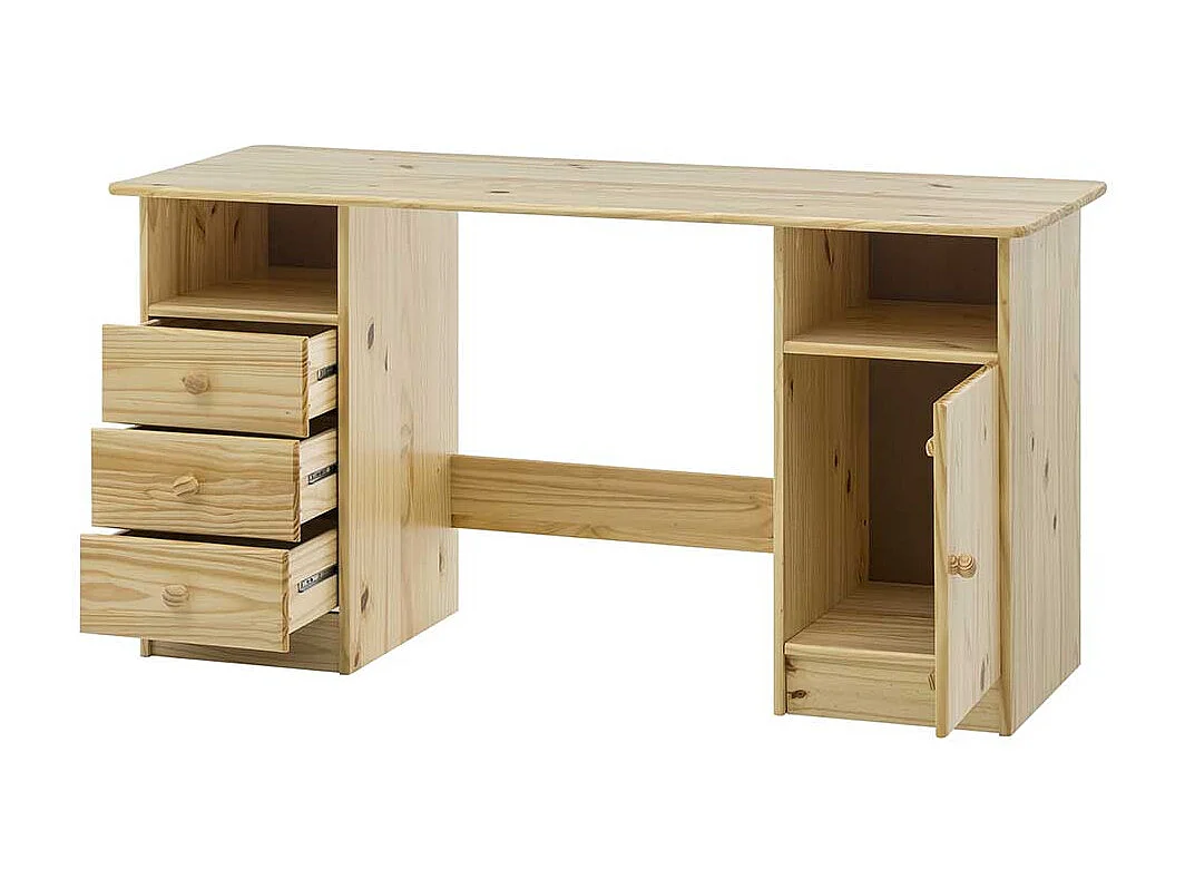 Kiefer Schreibtisch massiv lackiert drei Schubladen