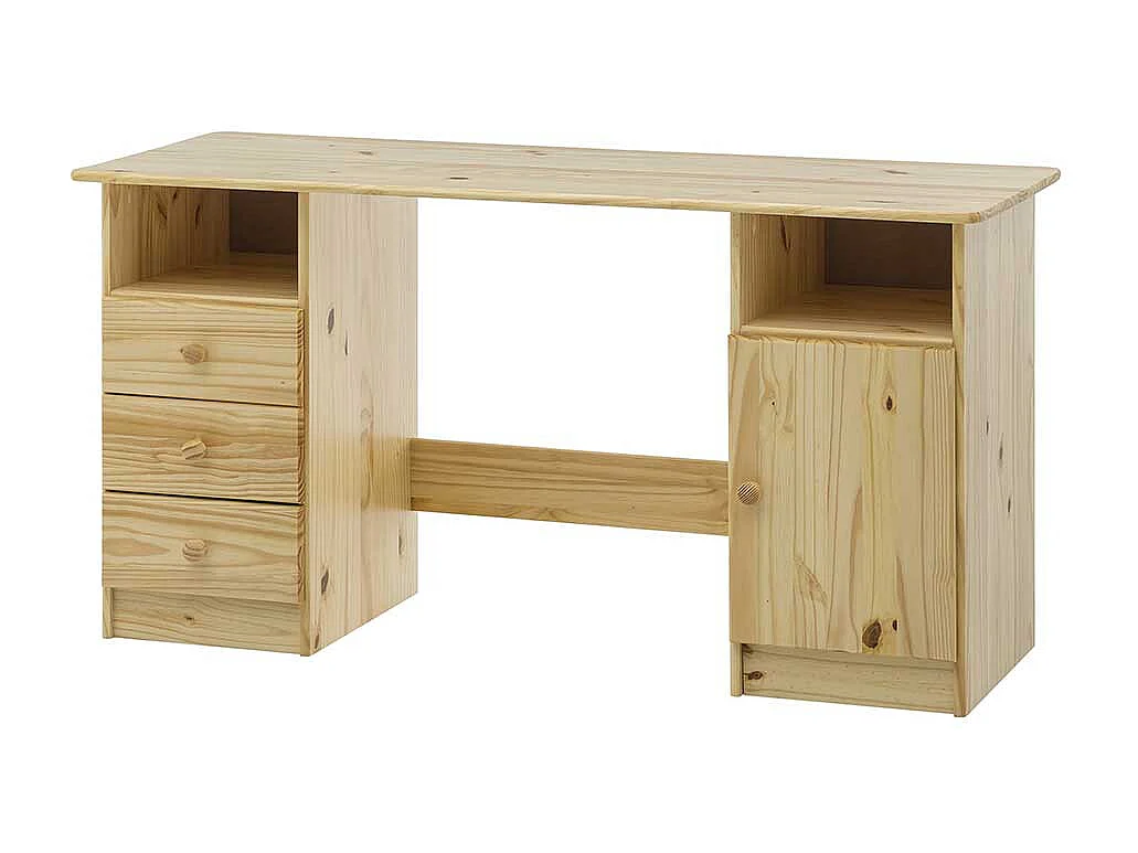 Kiefer Schreibtisch massiv lackiert drei Schubladen