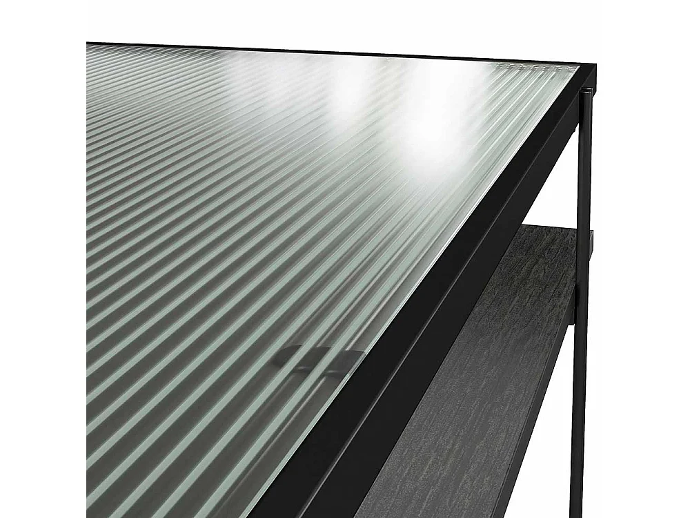 Schwarzer Schreibtisch aus Metall Strukturglasplatte