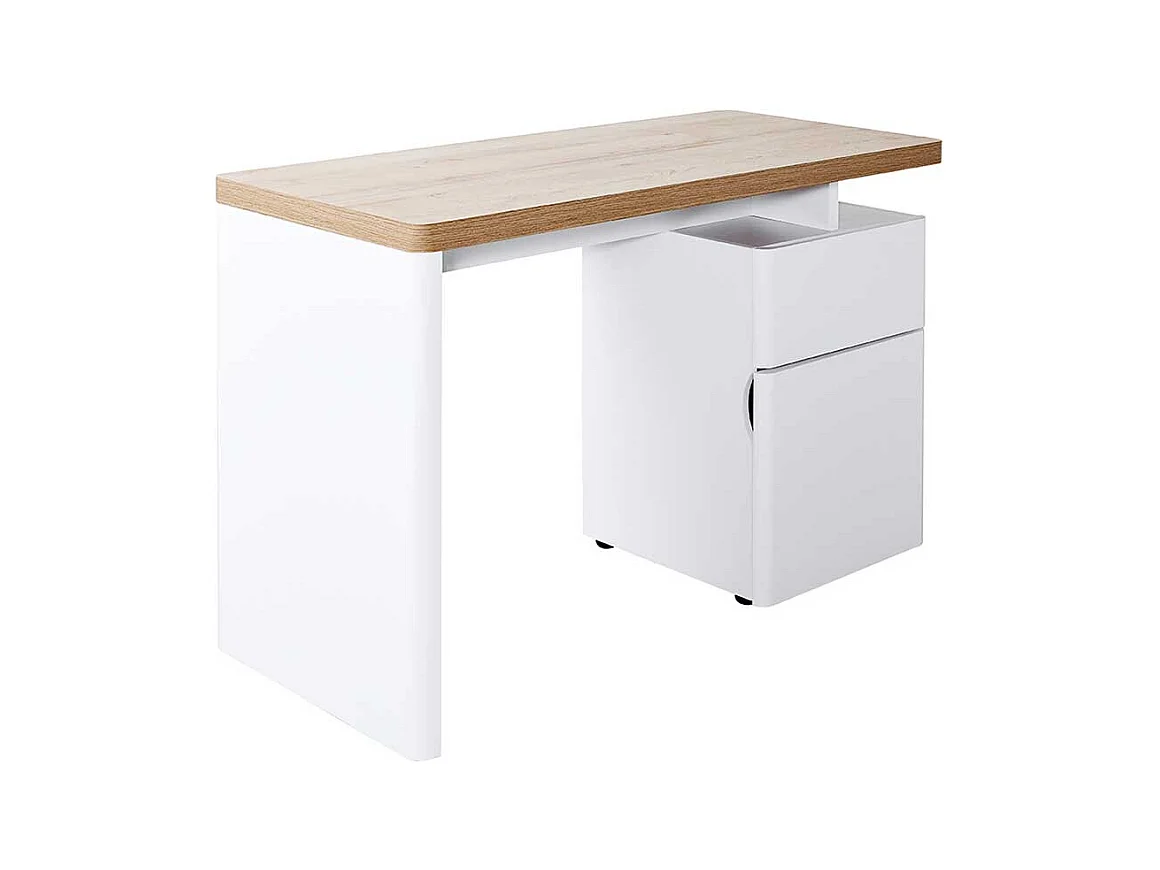 Büroschreibtisch in Weiß und Eiche Optik 120 cm breit