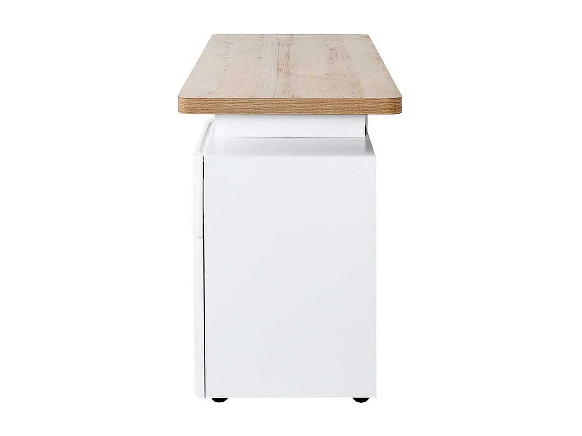 Büroschreibtisch in Weiß und Eiche Optik 120 cm breit