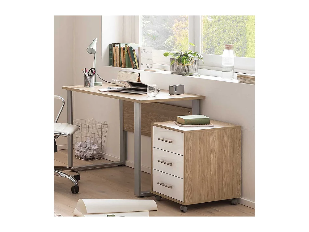 Schreibtisch Bürotisch in Eiche hell mit Holzwerkstoff Oberfläche