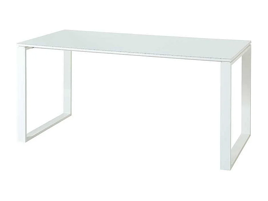 Büro Schreibtisch in Weiß  und Wildeiche Optik Glas beschichtet (zweiteilig)