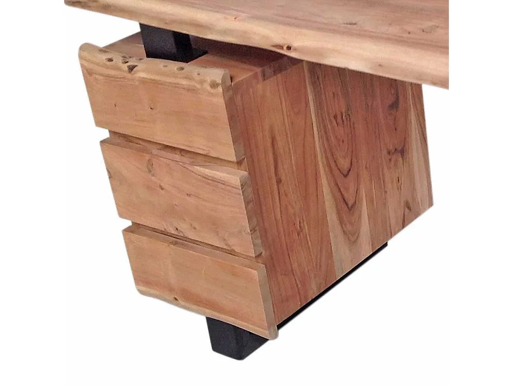 Design Schreibtisch mit Baumkante Akazie Massivholz