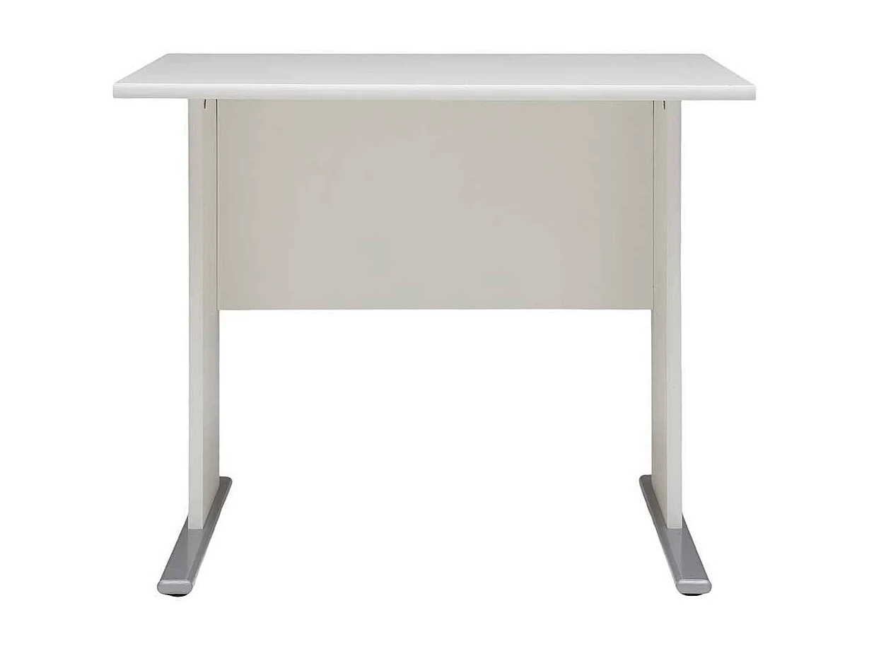 Weißer Schreibtisch mit Knieraumblende 65 cm tief