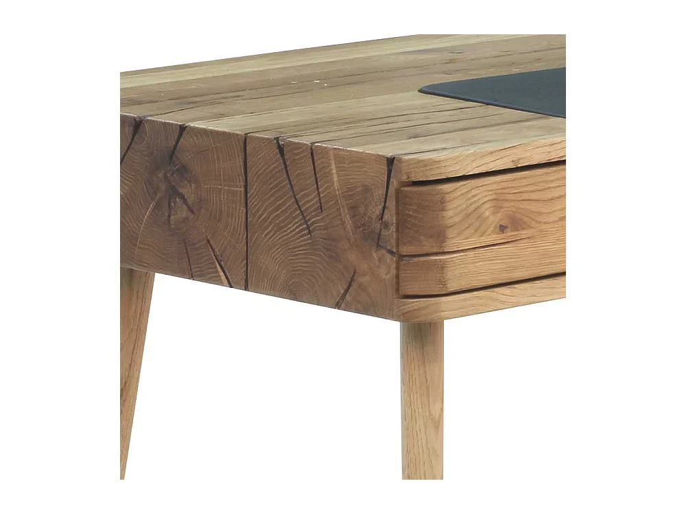 Holz Schreibtisch aus Asteiche Massivholz Bianco gebürstet und geölt