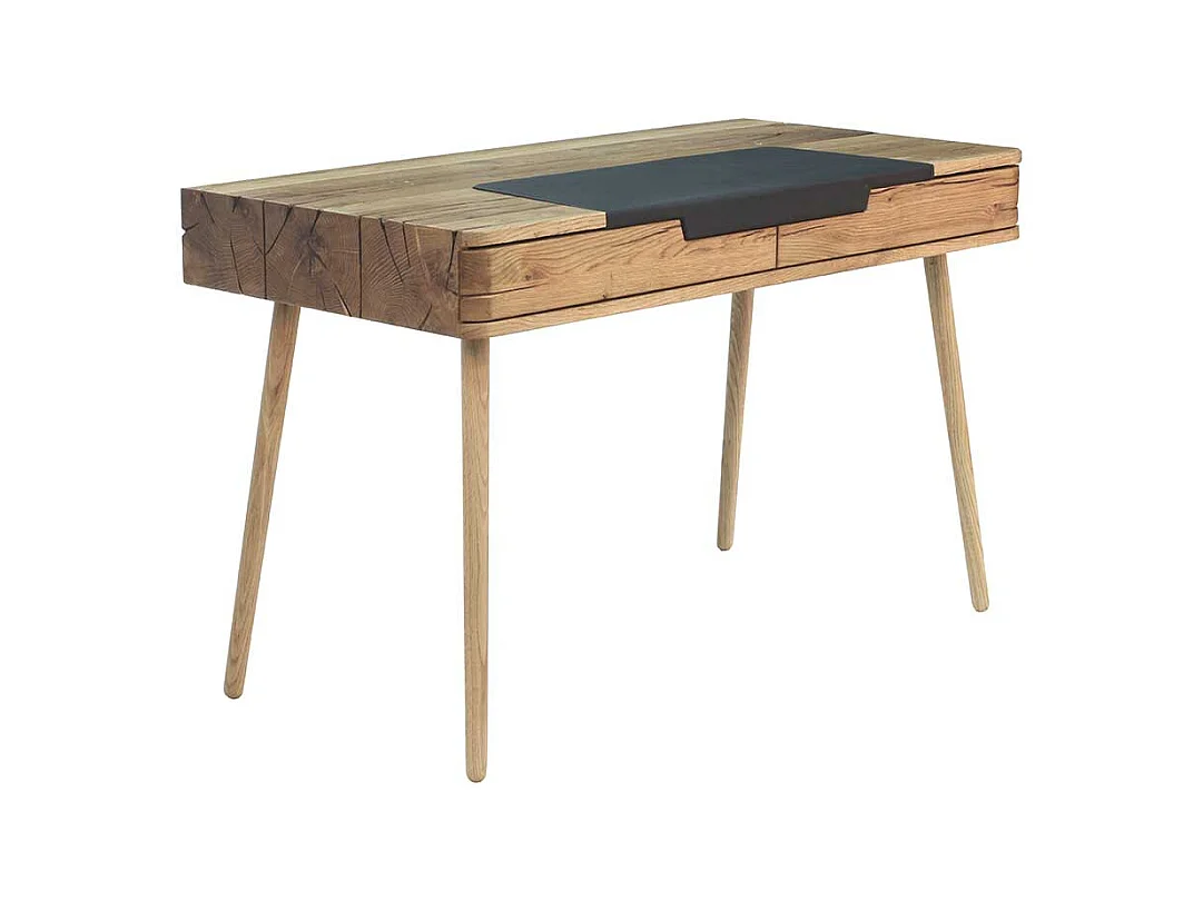 Holz Schreibtisch aus Asteiche Massivholz Bianco gebürstet und geölt