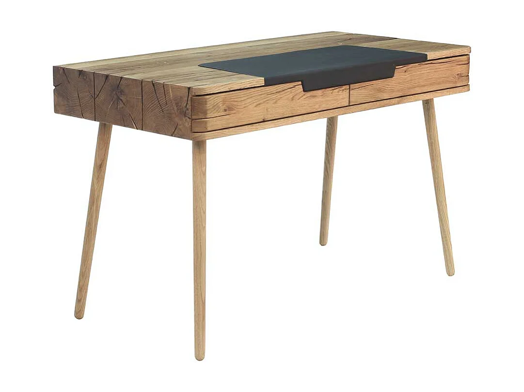 Holz Schreibtisch aus Asteiche Massivholz Bianco gebürstet und geölt